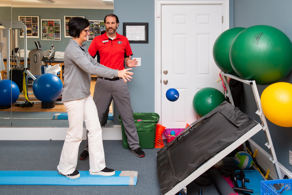 Using facility equipment for balance therapy